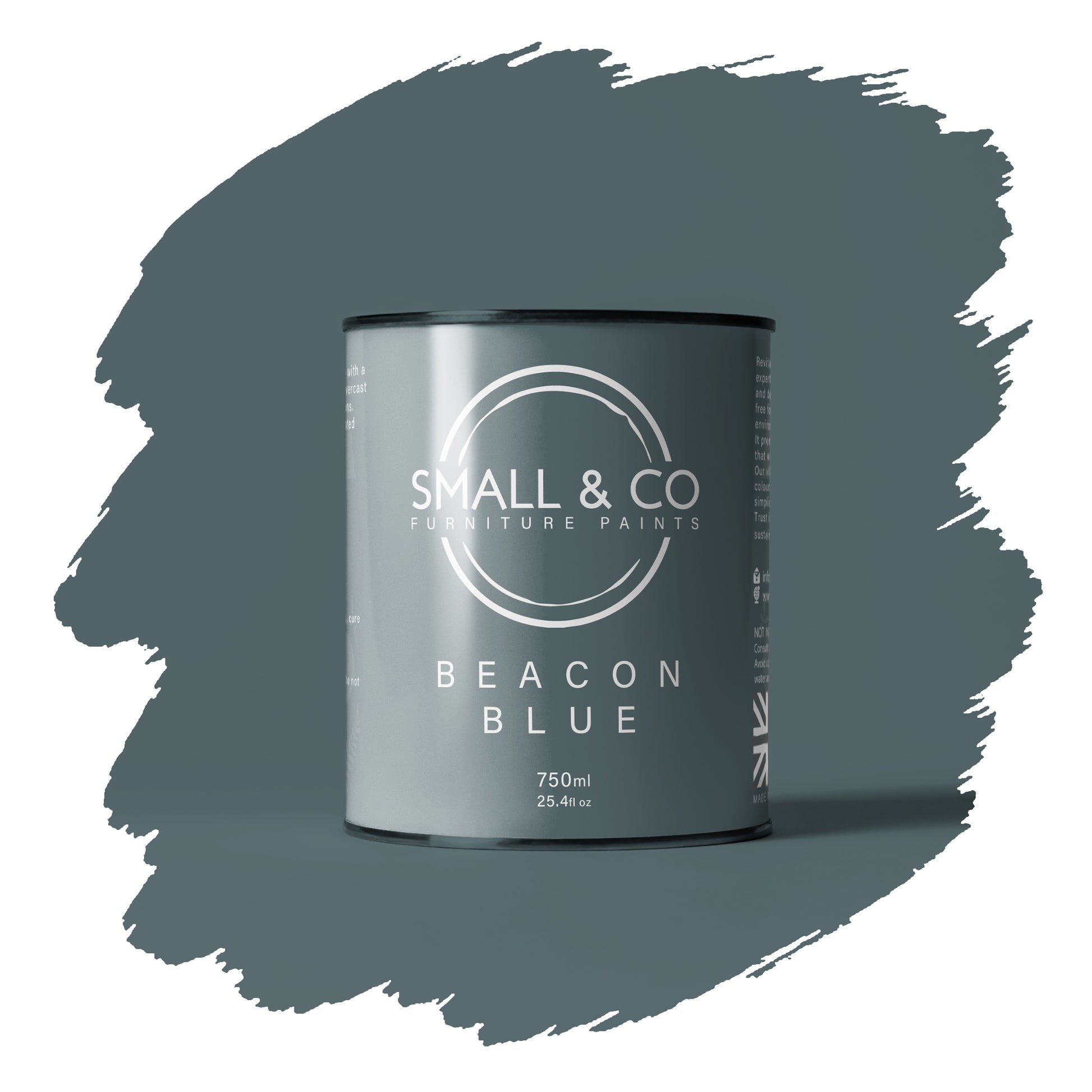 Beacon Blue mineral acrylic furniture paint – muted stormy blue grey, UK-made cabinet and wood paint with durable matte finish.