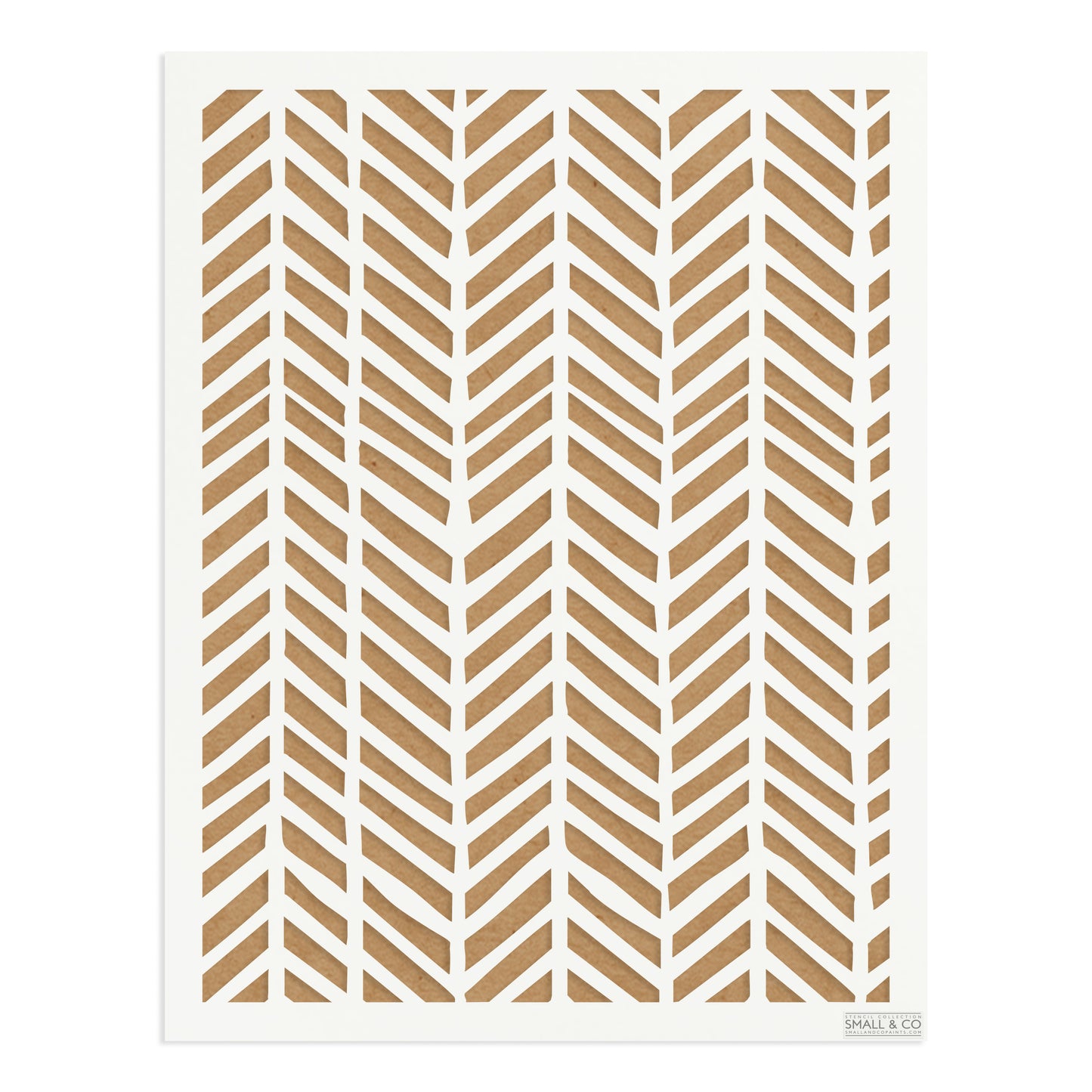 Small & Co Cheviot Chevron A3 chevron arrow furniture paint stencil – bold tileable 250-micron Mylar for modern walls, cabinets, floors and farmhouse style.