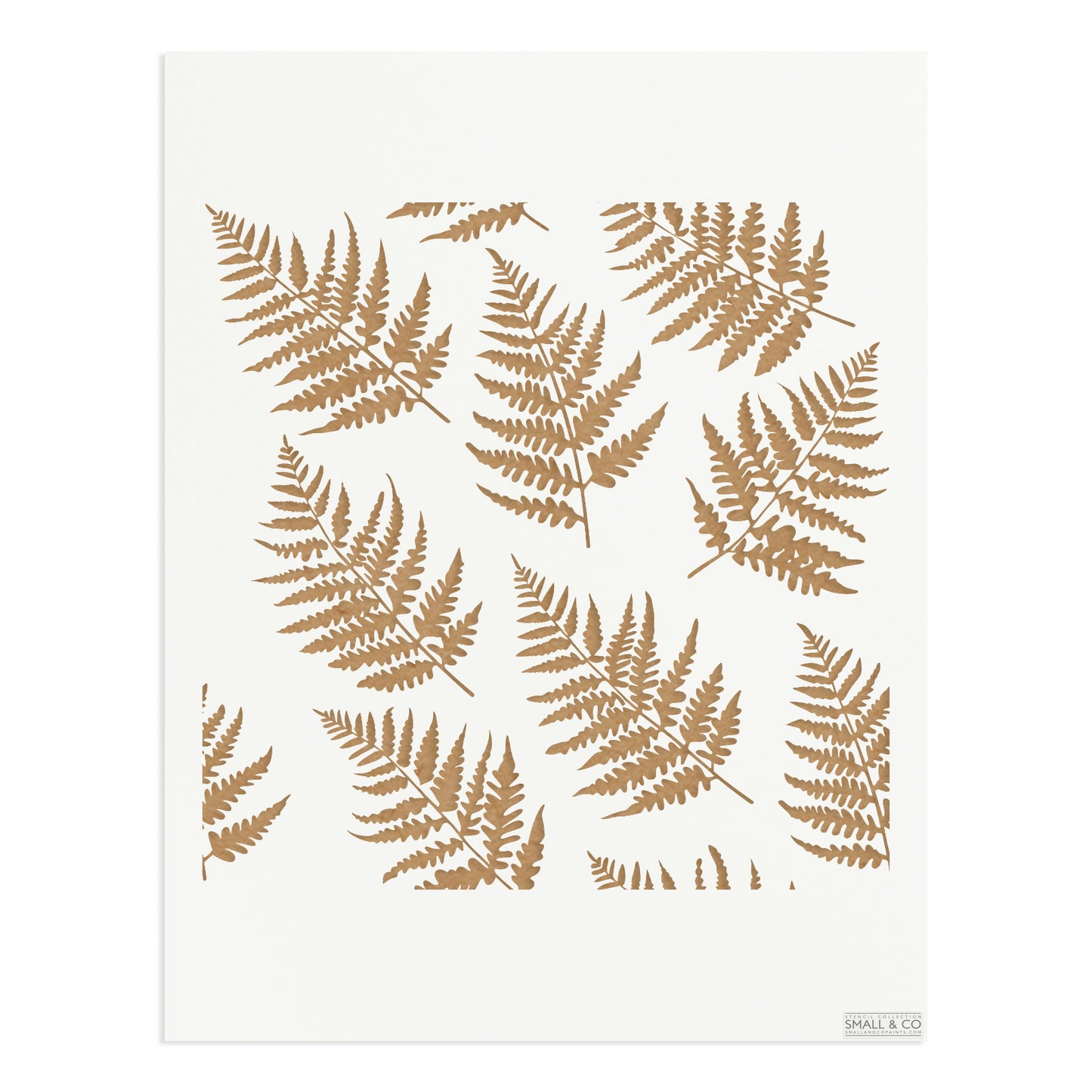 Woodland Fern stencil by Small & Co – detailed fern leaf botanical stencil for furniture painting, walls, floors and crafts, reusable and durable Mylar for DIY upcycling, home décor, embossing paste and fabric design projects.