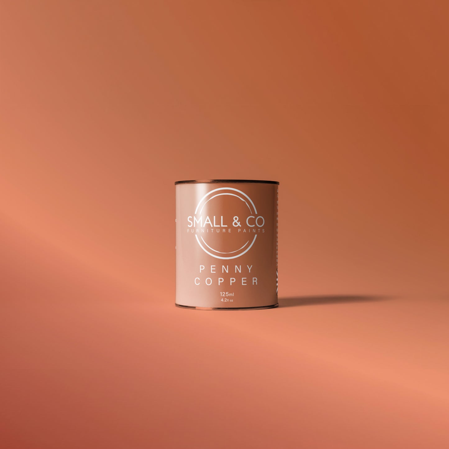 125ml tin of Small & Co Penny Copper Metallic Furniture Paint – burnished copper shade with rustic charm, durable eco-friendly paint for DIY and craft projects.