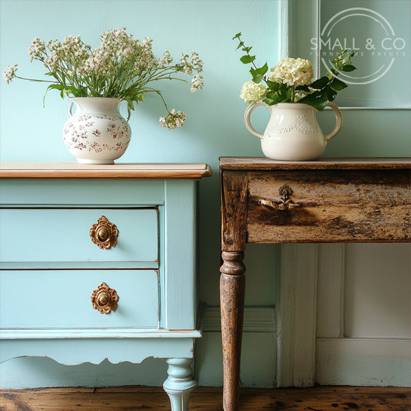 brighton breeze, aqua coloured pale blue furniture paint