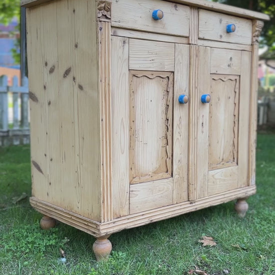 Vintage Rustic Pine Antique kitchen dresser painted in green furniture paint by small and co paints