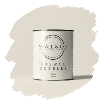 Cotswold Cobbles off-white stone mineral acrylic furniture paint – neutral UK-made wood and cabinet paint, chalk paint style finish.