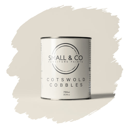 Cotswold Cobbles off-white stone mineral acrylic furniture paint – neutral UK-made wood and cabinet paint, chalk paint style finish.