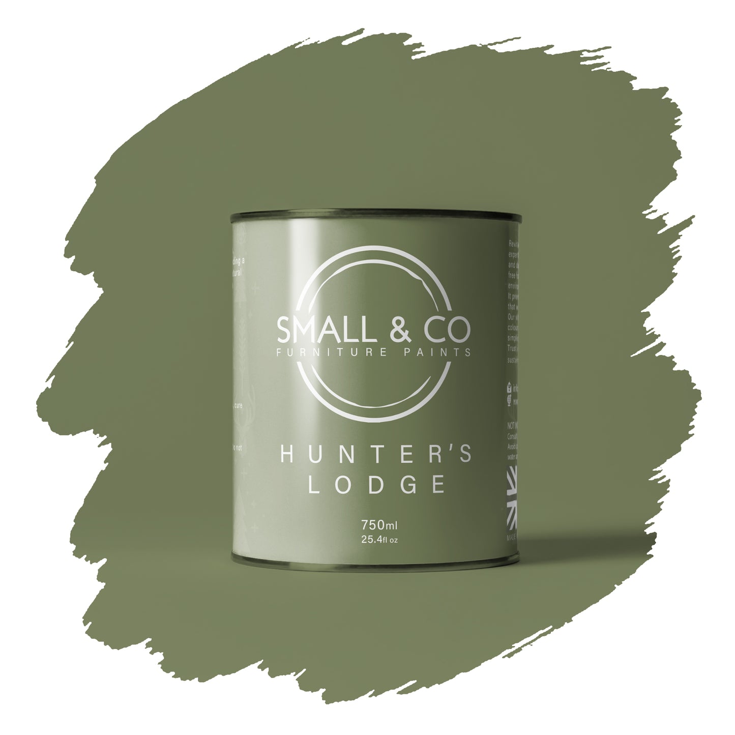 Hunter’s Lodge olive green mineral acrylic cabinet paint – rustic UK-made furniture paint, durable matte finish for wood.
