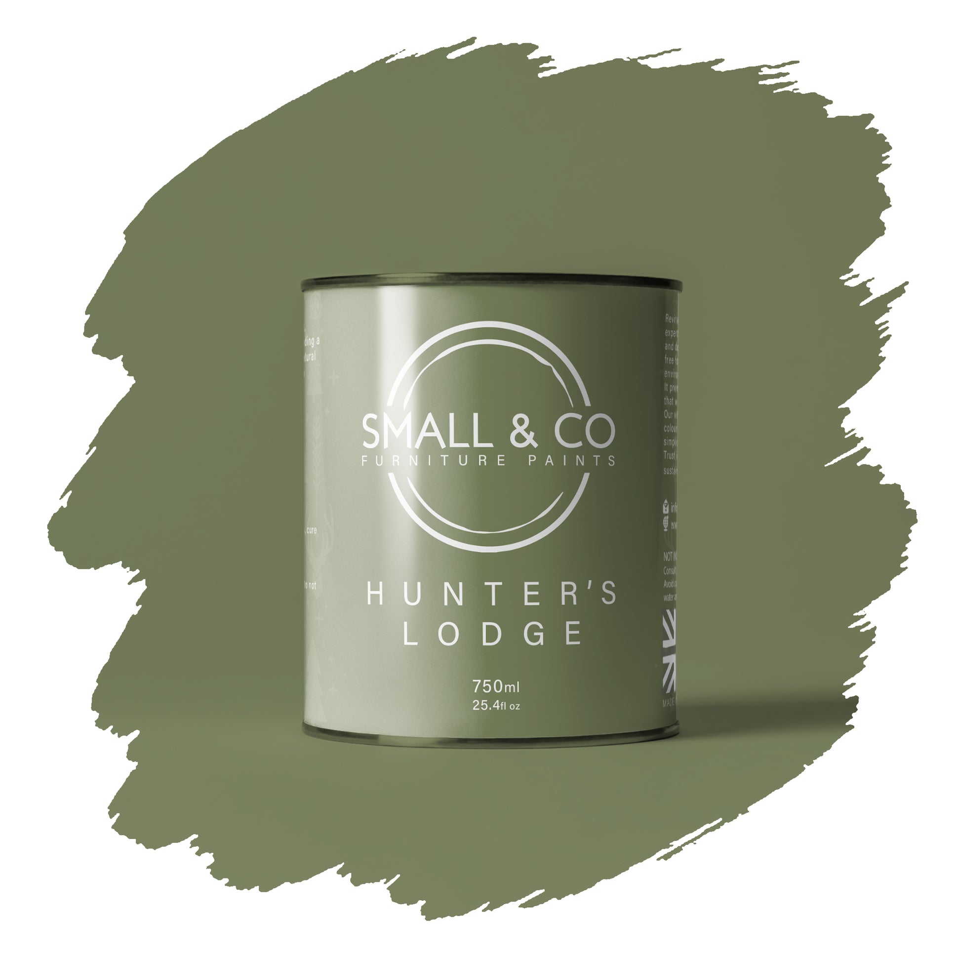 Hunter’s Lodge olive green mineral acrylic cabinet paint – rustic UK-made furniture paint, durable matte finish for wood.