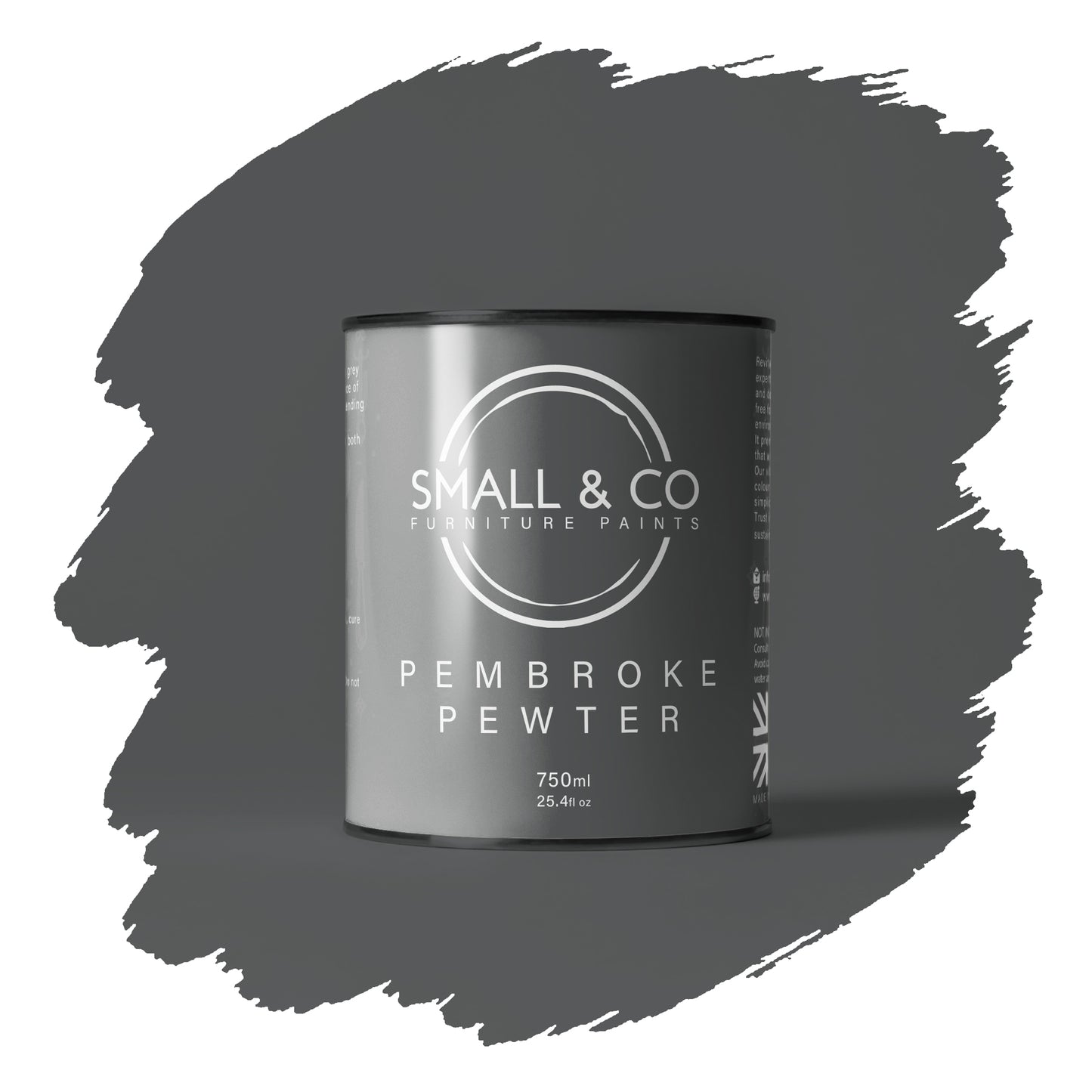 Pembroke Pewter dark pewter grey mineral acrylic furniture paint – strong UK-made cabinet and wood paint with chalk paint style finish.