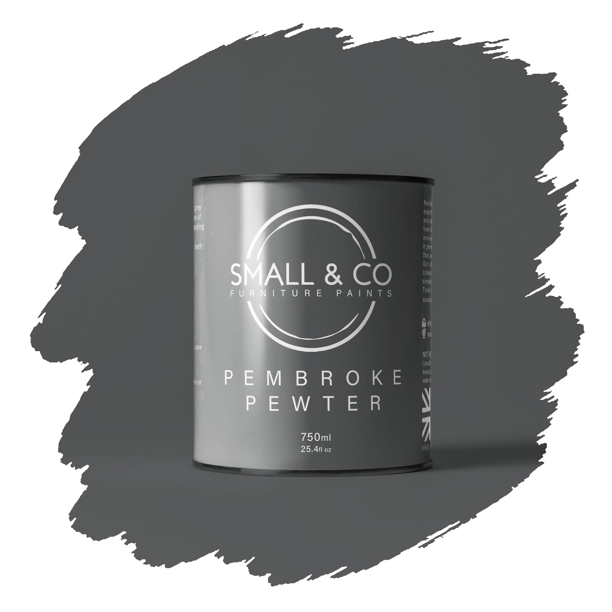 Pembroke Pewter dark pewter grey mineral acrylic furniture paint – strong UK-made cabinet and wood paint with chalk paint style finish.