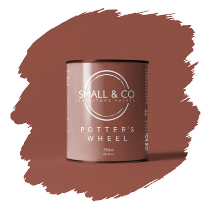 Potter’s Wheel terracotta clay mineral acrylic paint – earthy UK-made furniture paint tin for cabinets, wood and DIY projects.