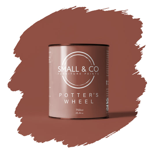 Potter’s Wheel terracotta clay mineral acrylic paint – earthy UK-made furniture paint tin for cabinets, wood and DIY projects.