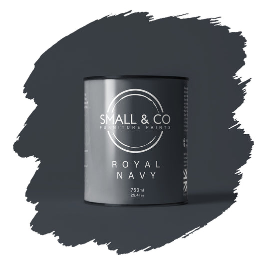 Royal Navy deep navy blue mineral acrylic furniture paint – bold UK-made cabinet and wood paint, durable matte finish.