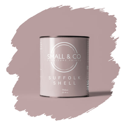 Suffolk Shell blush pink mineral acrylic cabinet paint – delicate UK-made furniture and wood paint, chalk paint style matte finish.