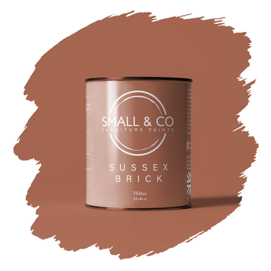 Sussex Brick rustic brick red mineral acrylic paint tin – warm UK-made furniture paint for cabinets, wood and home upcycling.