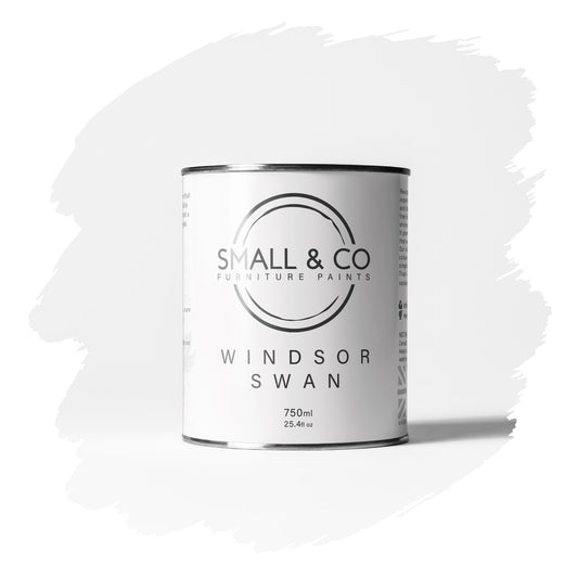 Windsor Swan pure bright white mineral acrylic furniture paint – classic UK-made cabinet and wood paint, chalk paint alternative.