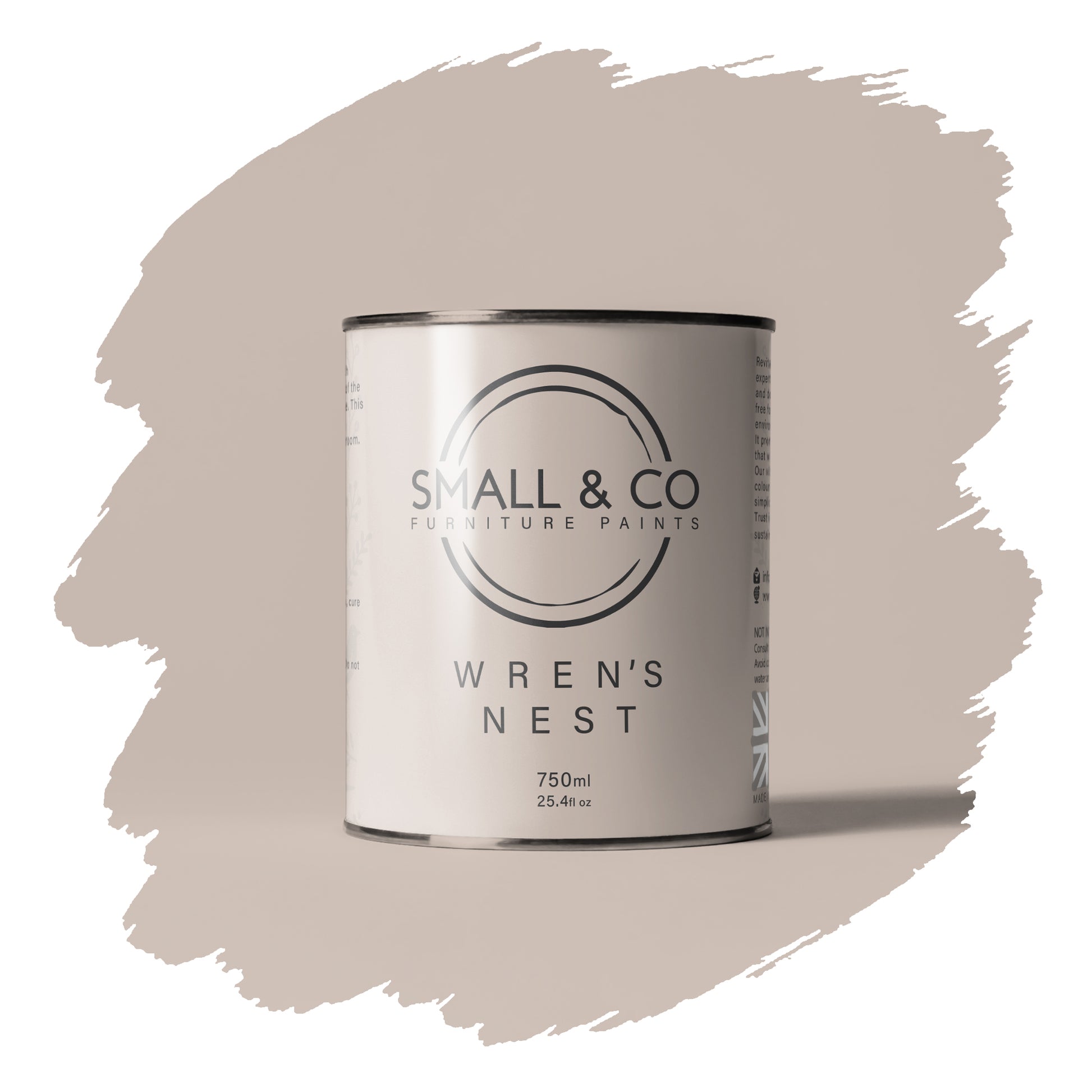 Wren’s Nest beige taupe mineral acrylic paint – timeless UK-made furniture and cabinet paint with smooth matte finish.
