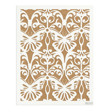 Small & Co Butterfly Garden A3 tileable butterfly and floral furniture paint stencil – reusable 250-micron Mylar for walls, cabinets and crafts