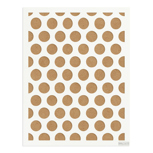 Small & Co Chelsea Polka A3 polka dot furniture paint stencil – classic tileable dots on 250-micron Mylar for furniture, walls, fabrics and vintage style.