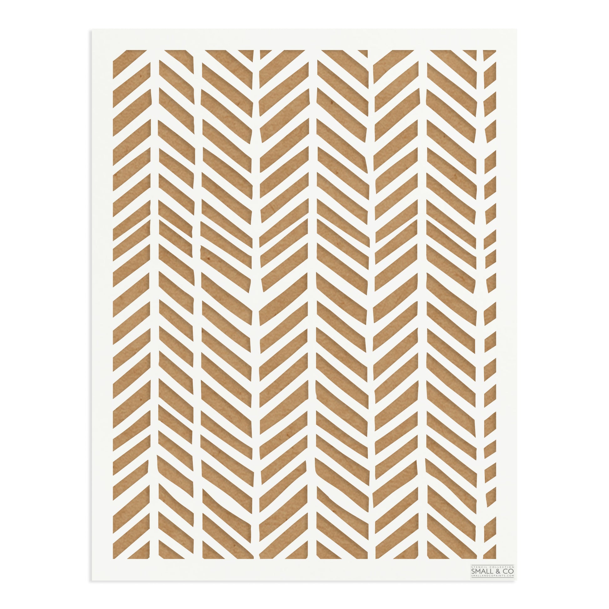 Small & Co Cheviot Chevron A3 chevron arrow furniture paint stencil – bold tileable 250-micron Mylar for modern walls, cabinets, floors and farmhouse style.