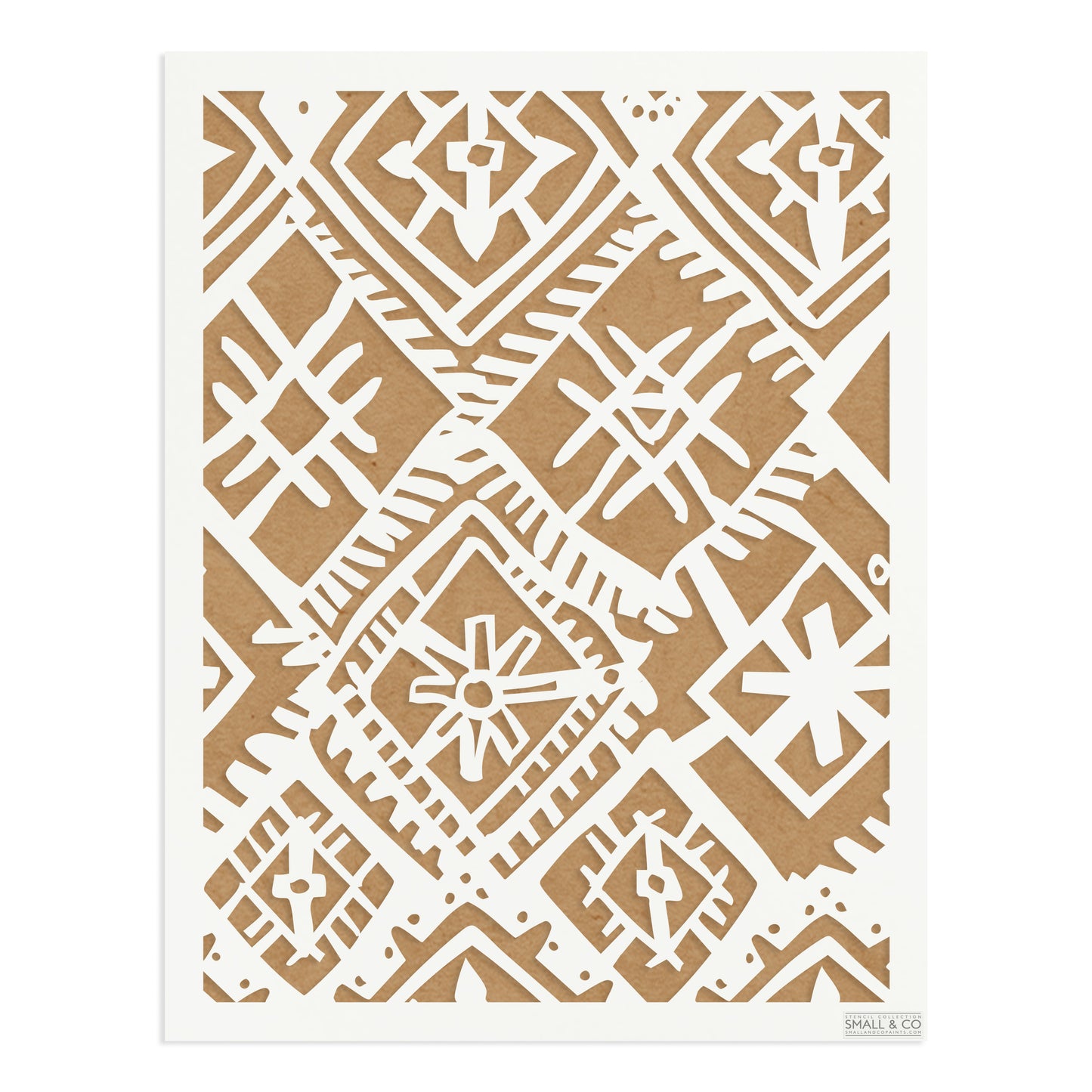 Small & Co Nomad Lines A3 tribal hand-drawn line furniture paint stencil – tileable Mylar for boho walls, drawer fronts, tabletops and eclectic interiors.