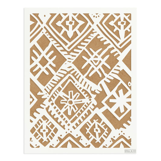 Small & Co Nomad Lines A3 tribal hand-drawn line furniture paint stencil – tileable Mylar for boho walls, drawer fronts, tabletops and eclectic interiors.