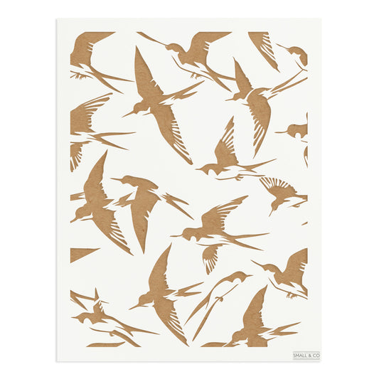 Small & Co Somerset Swallows A3 tileable swallow bird stencil – reusable 250-micron Mylar for feature walls, cabinets, fabrics and country décor.
