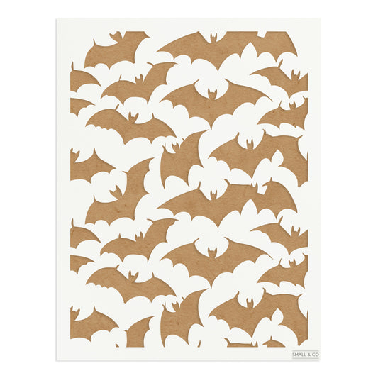 Small & Co Twilight Colony A3 bat silhouette furniture paint stencil – tileable reusable Mylar for gothic feature walls, Halloween décor and cabinets